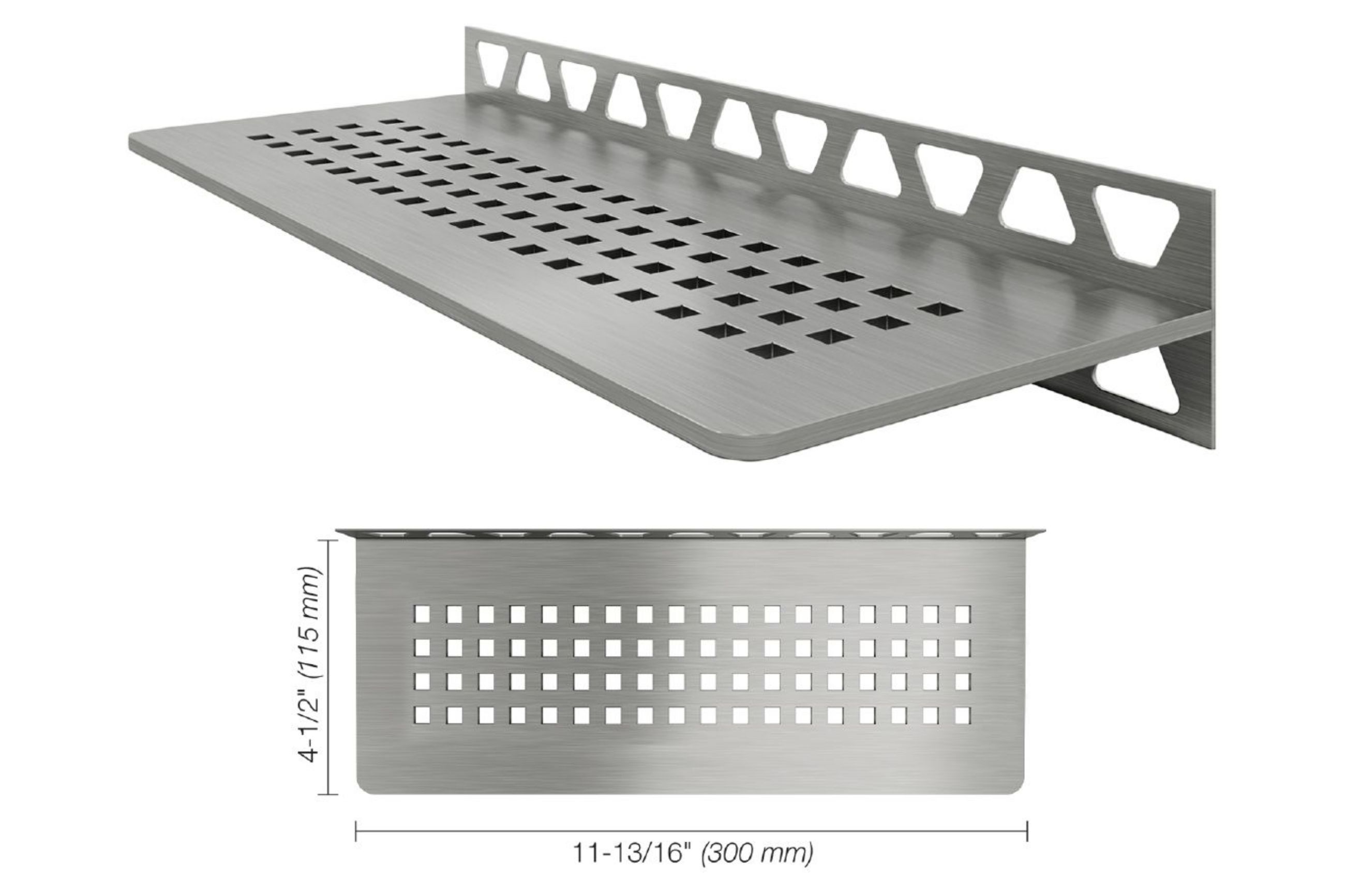 Schluter Shelf Rectangle Mur Square Inox Brossé SWS1D3EB