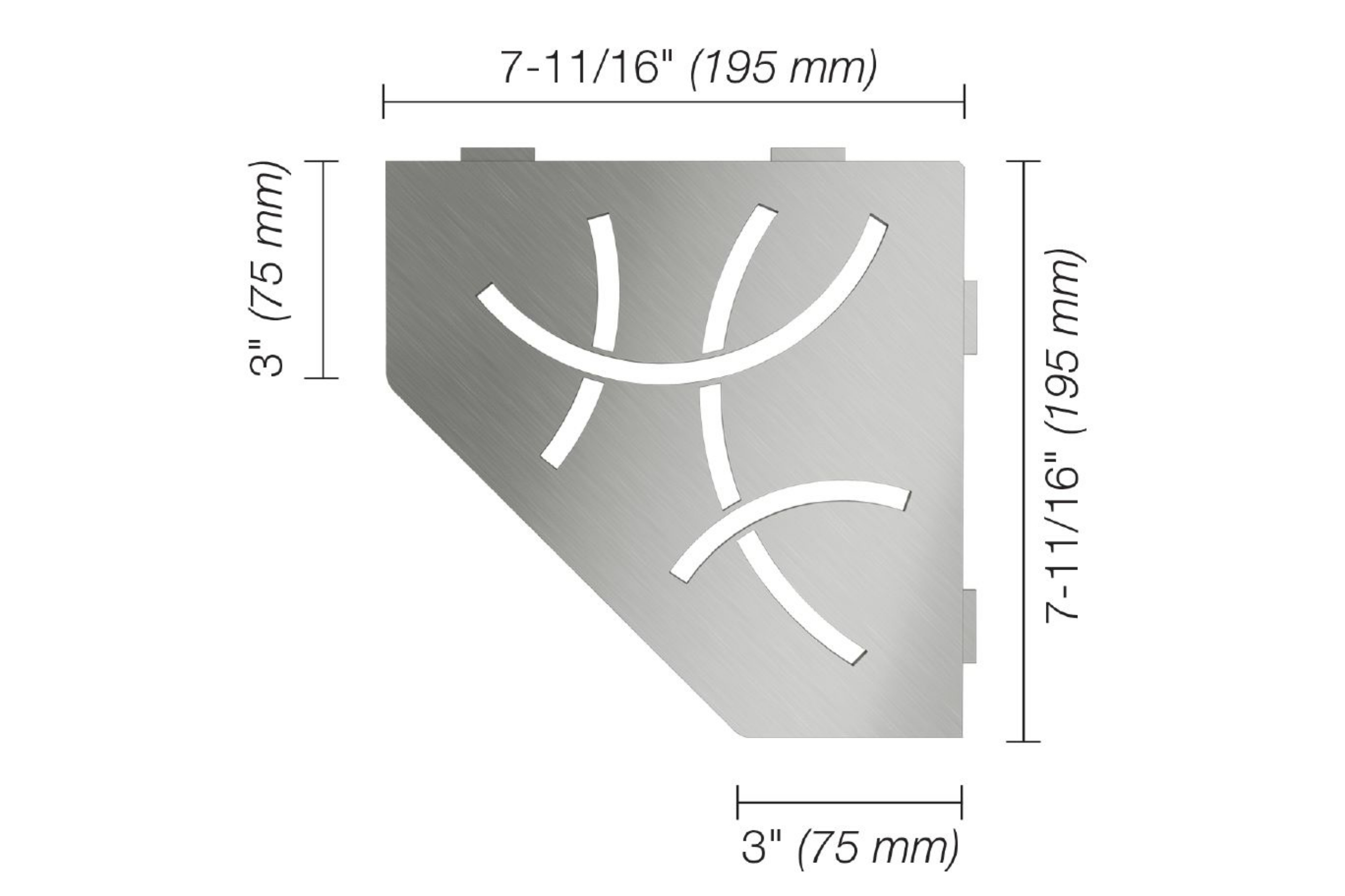 Schluter Shelf Pentagone Coin Curve Inox Brossé SES2D6EB