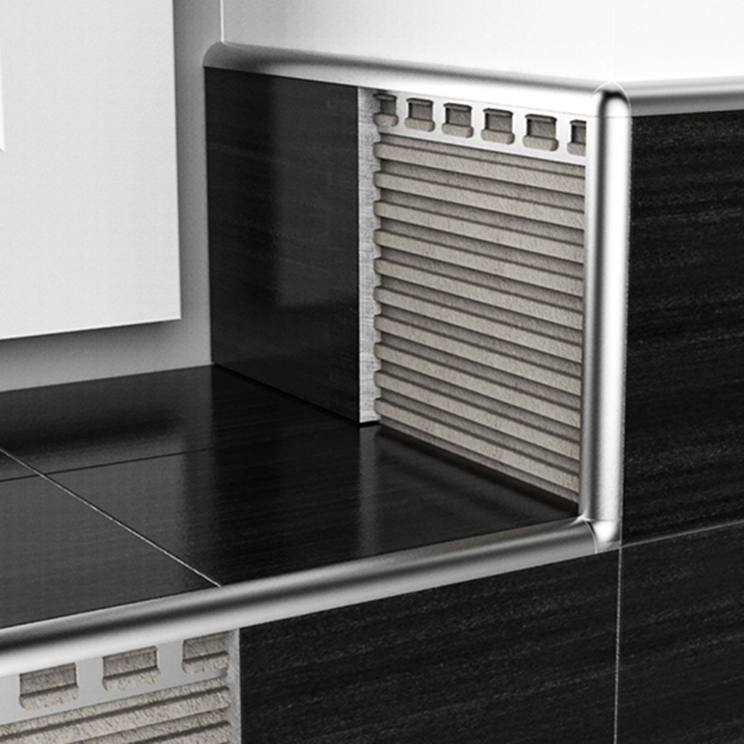 PROTRIM Rounded Outside Corner | Silver Satin | 8 mm